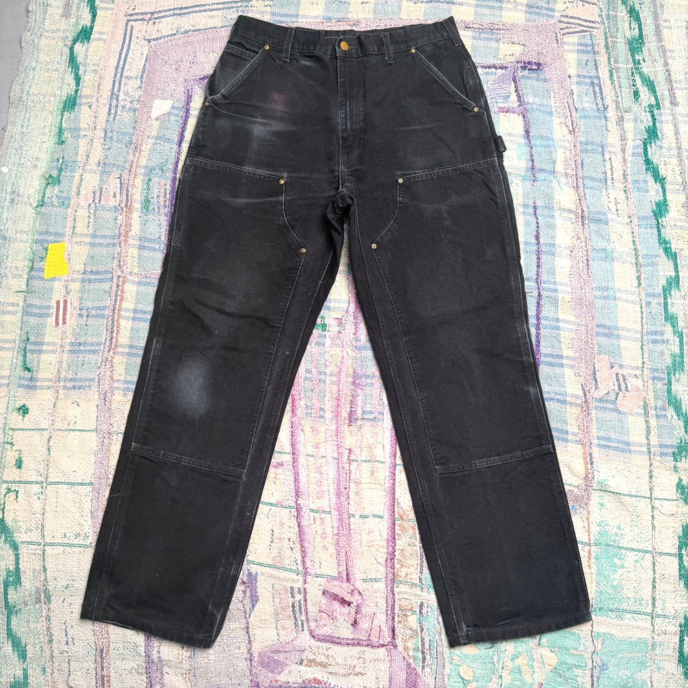Carhartt B01 BLK Double Knee Work Pants Fits 33x31 Faded